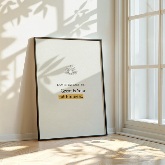 Great Is Your Faithfulness Lamentations 323 Sunrise Line Art Poster