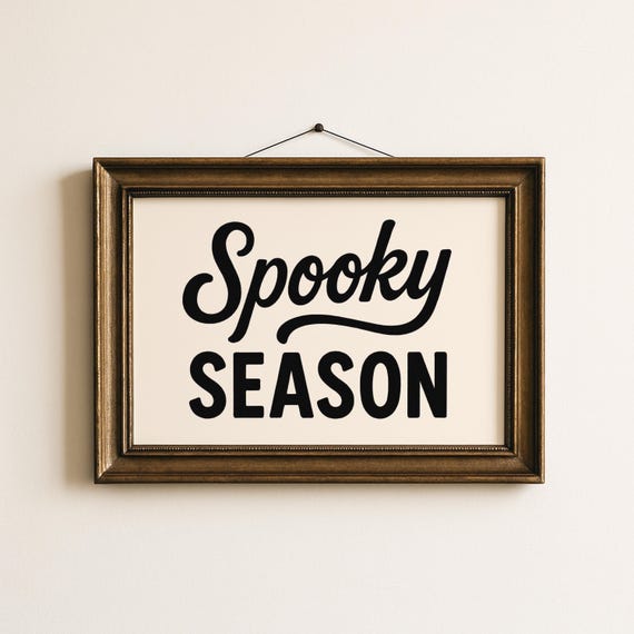 Spooky Season Vintage Typography Print Rustic Halloween Decor