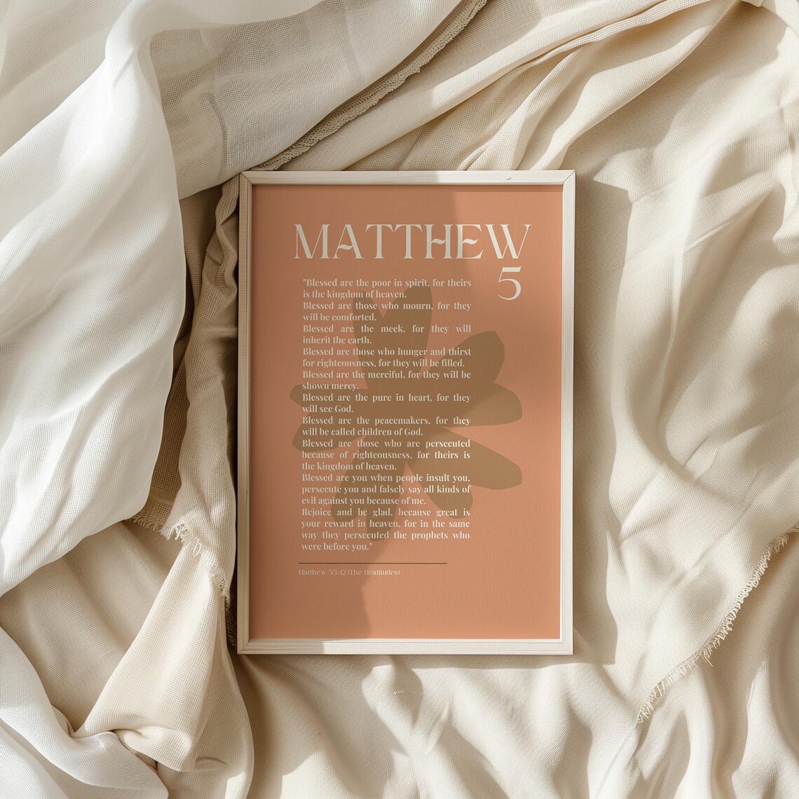 Matthew 5 Pink Print Christian Scripture Wall Art
