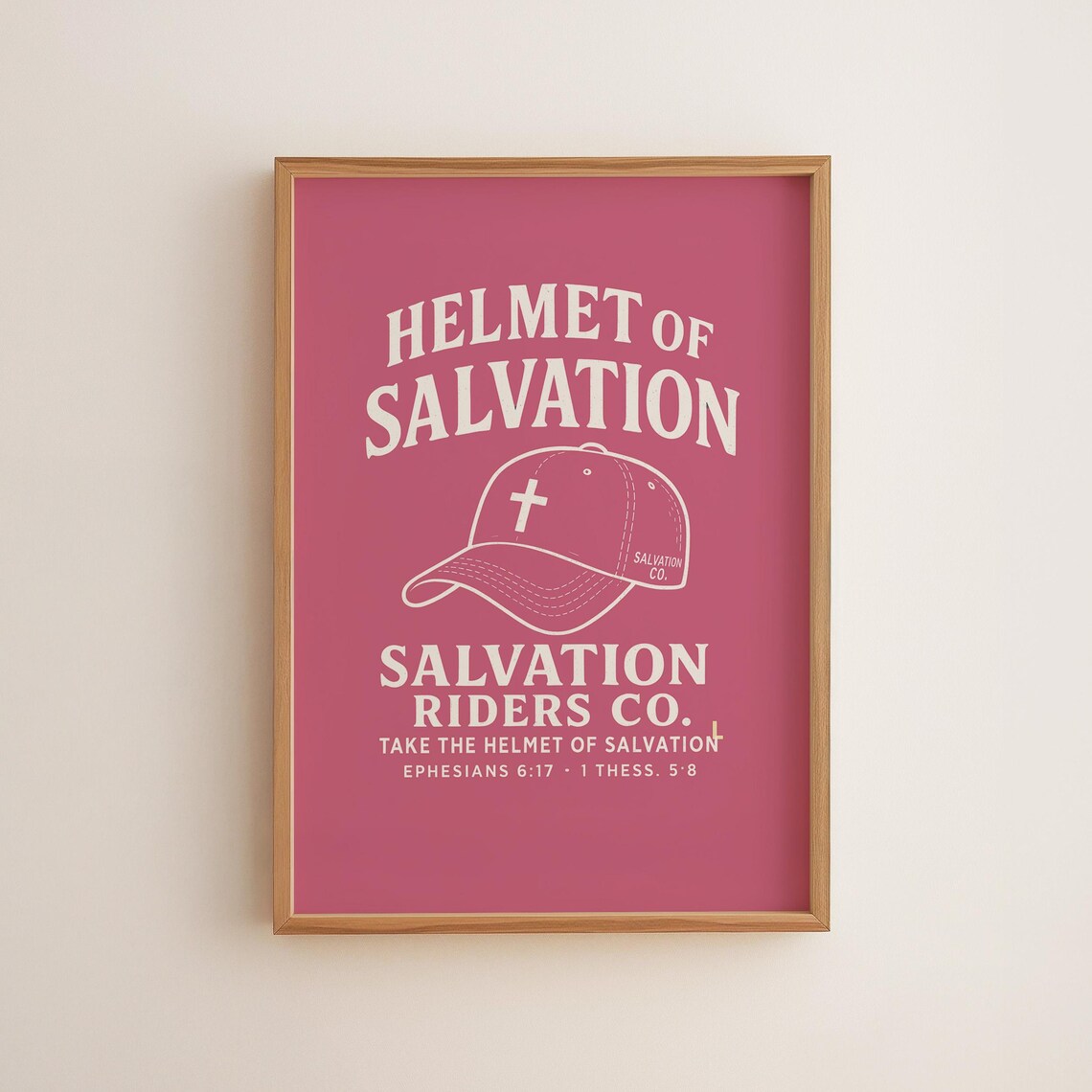 Helmet Of Salvation Ephesians 617 Pink Christian Scripture Print