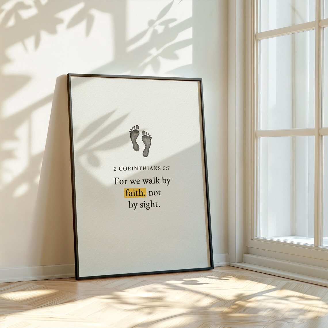 Walk By Faith 2 Corinthians 57 Christian Wall Art Bible Verse Minimalist Decor Scripture Print