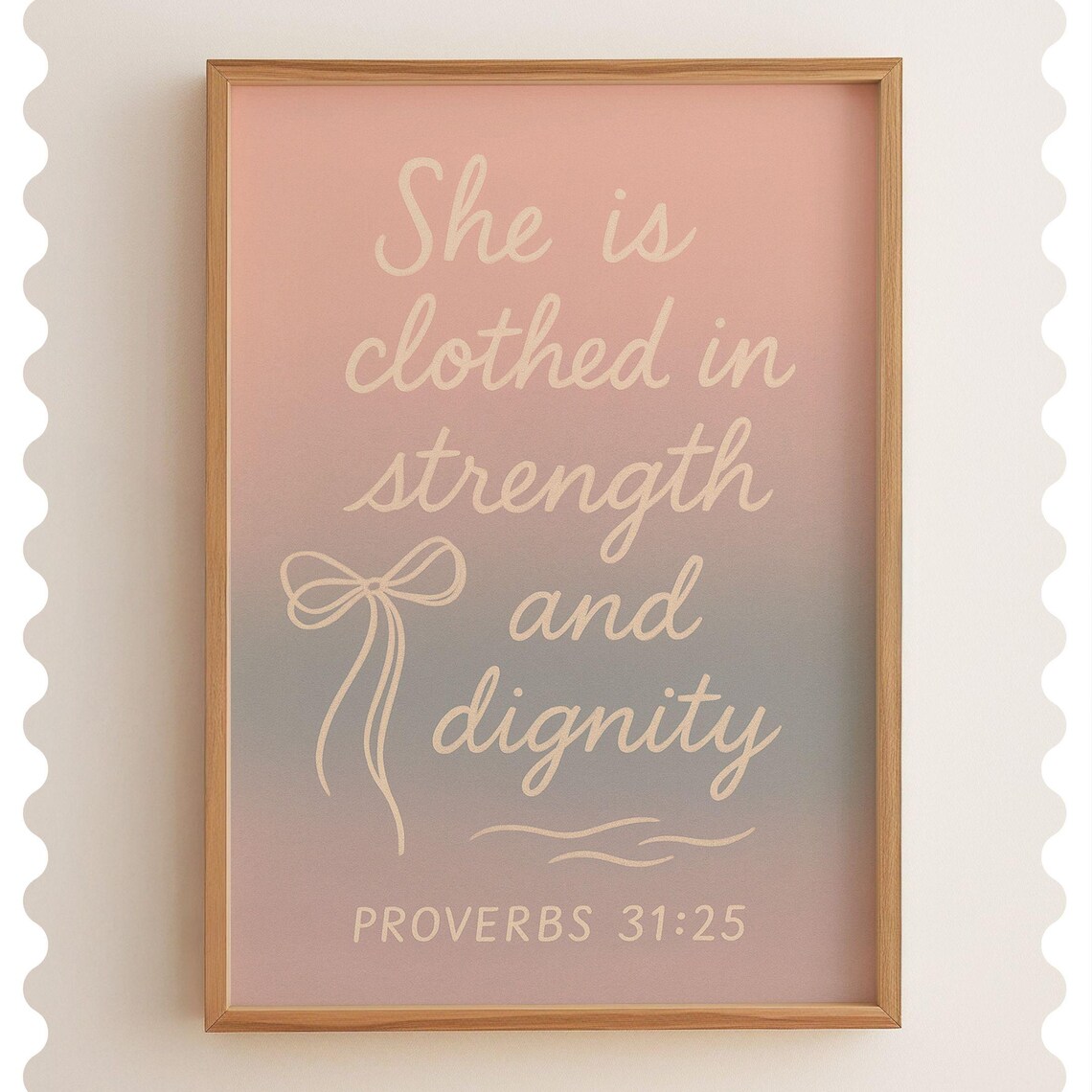 Strength And Dignity Proverbs 3125 Scripture Wall Art Christian Girl Coquette Faith Decor For Dorm Or Gallery