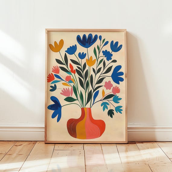 Flower Vase Art Print Colorful Botanical Wall Decor