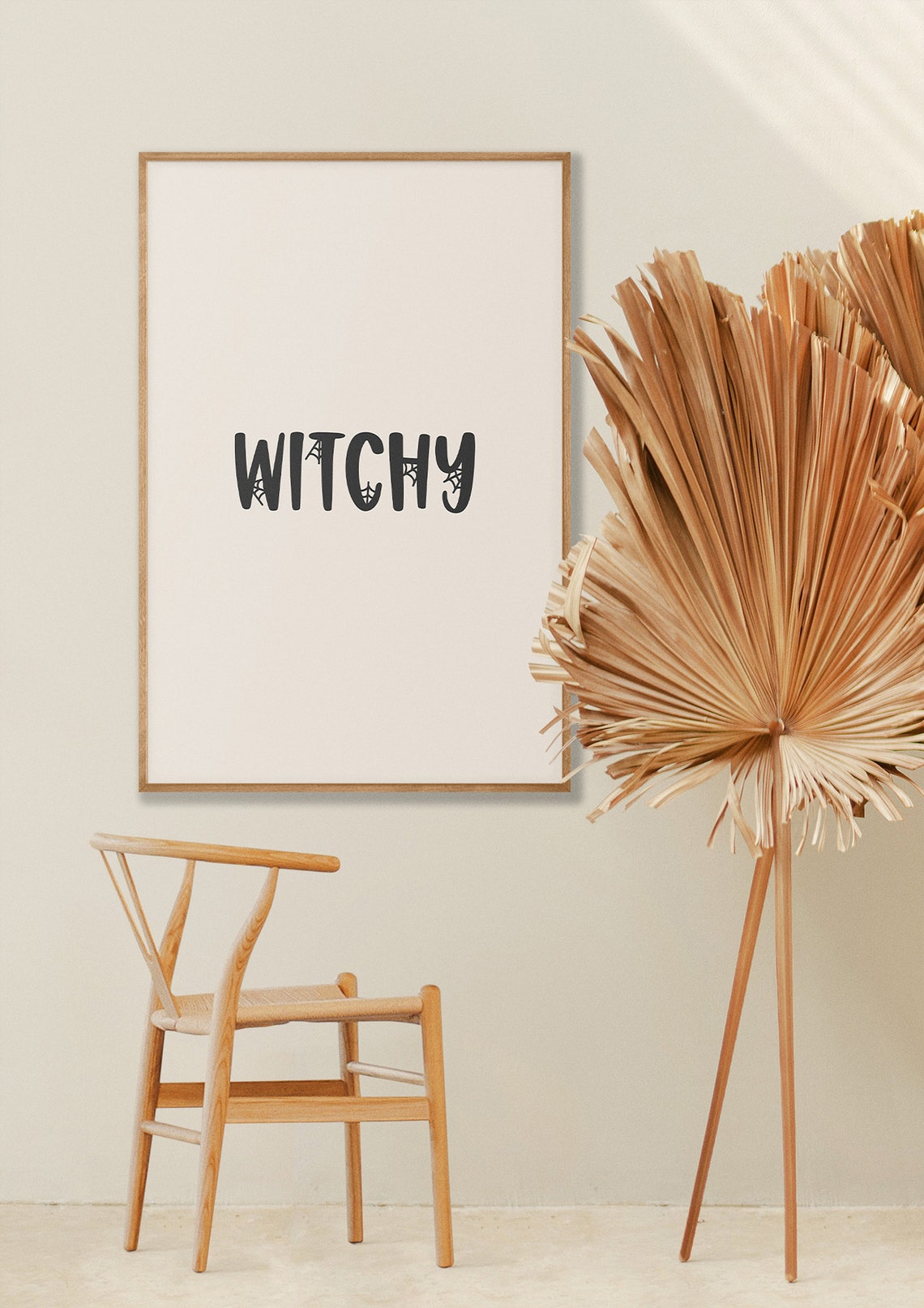 Witchy Minimalist Typography Cream Halloween Word Art Poster - Image 5
