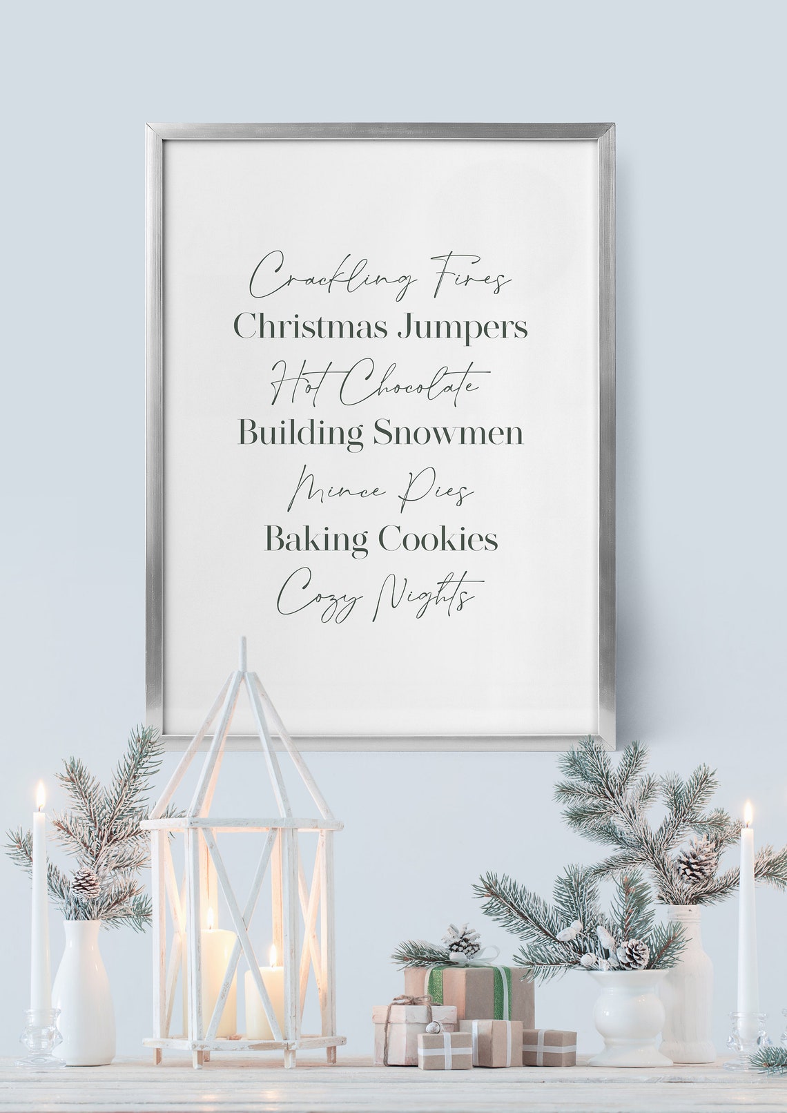 Crackling Fires Hot Chocolate Baking Cookies Christmas Quote Print - Image 4