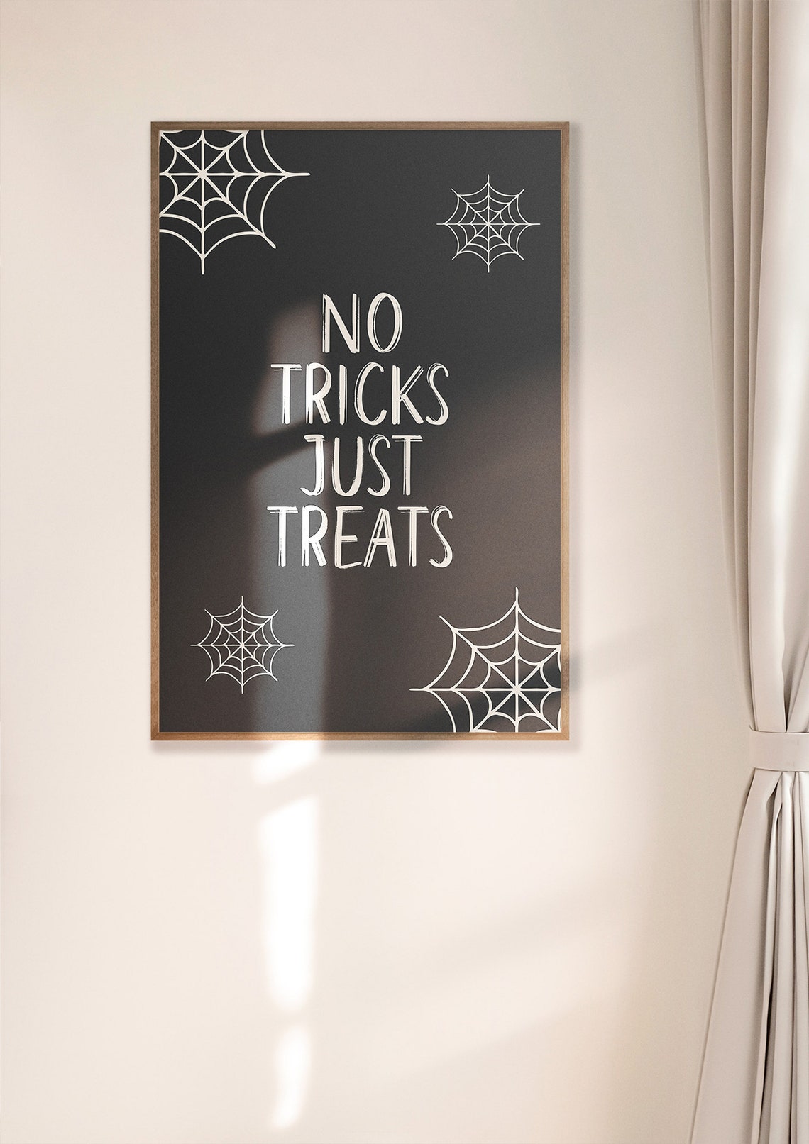 No Tricks Just Treats Spiderweb Halloween Party Quote Poster - Image 4