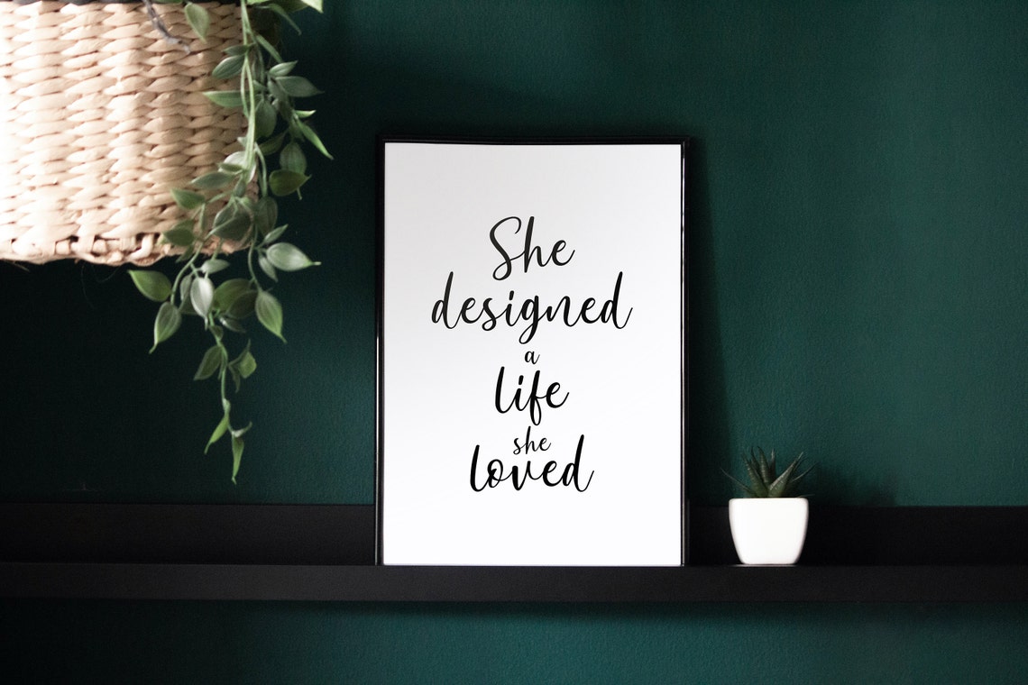 She Designed A Life She Loved Elegant Script Feminist Gift Poster - Image 2