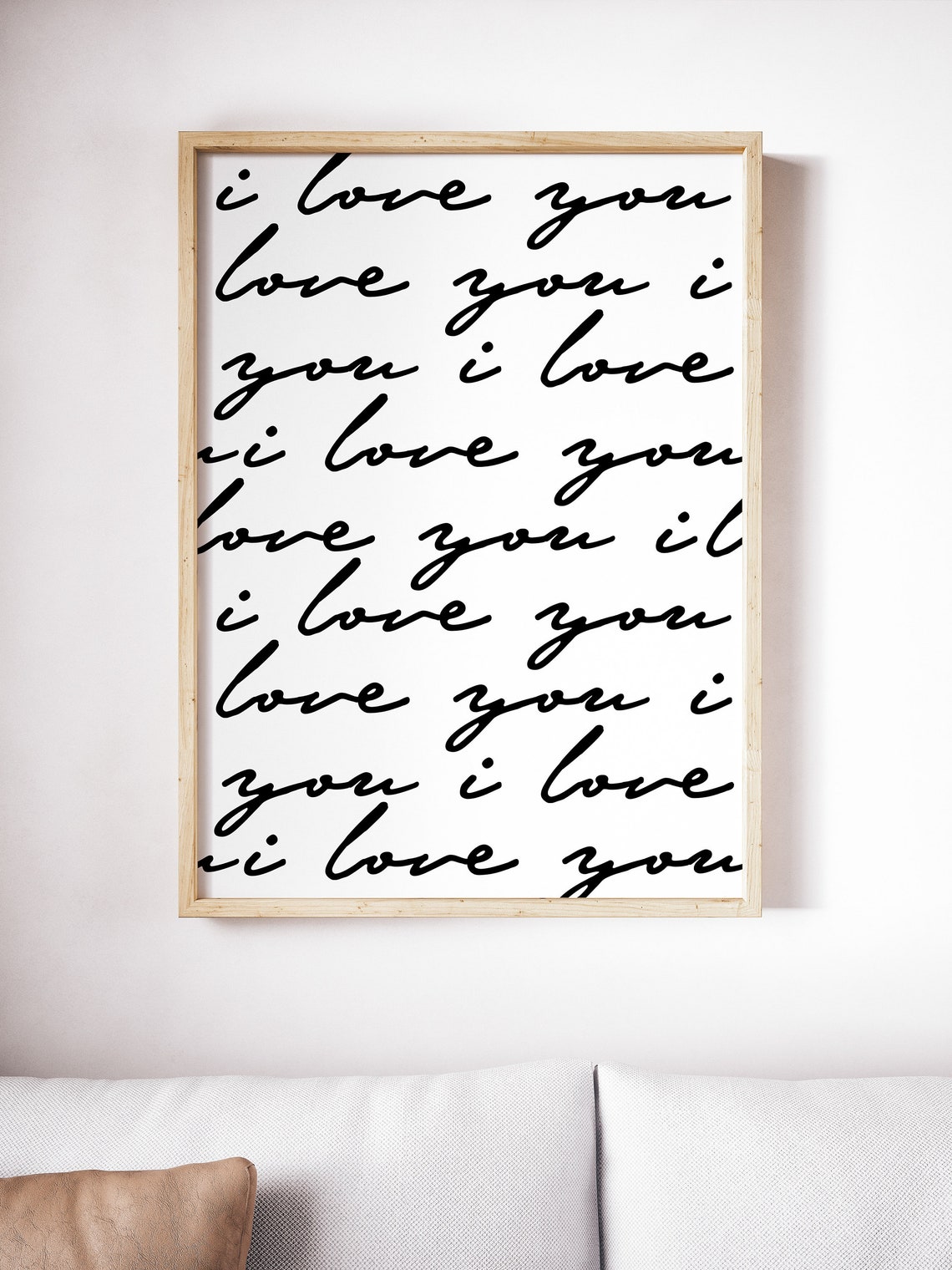 I Love You Repeated Script Typography Romantic Love Wall Poster - Image 3