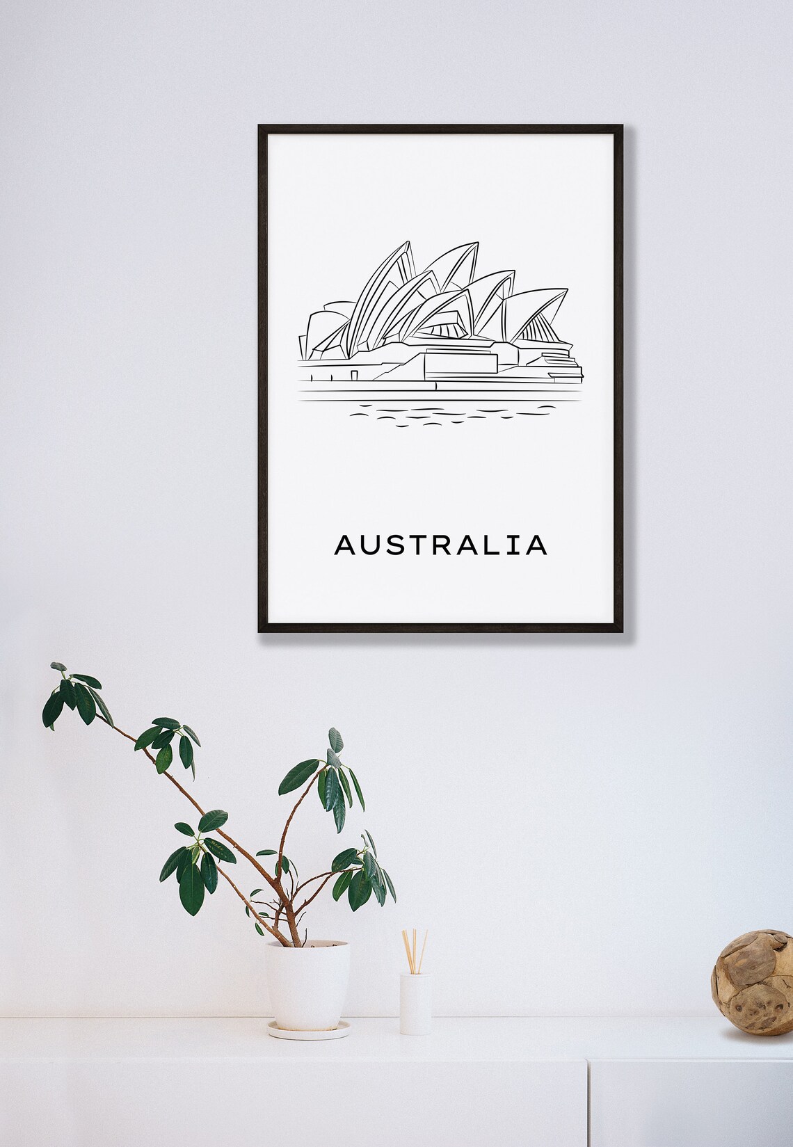 Sydney Opera House Line Art Black and White Australia Travel Poster - Image 3
