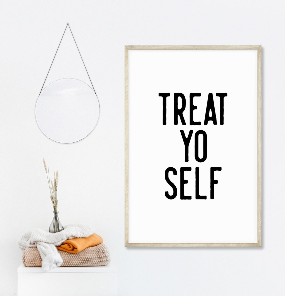 Treat Yo Self Fun Bold Typography Self Care Mantra Wall Poster - Image 3