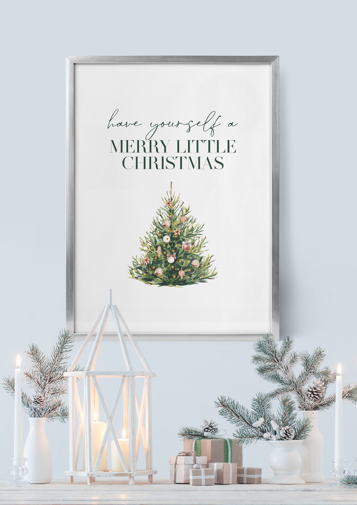 Have Yourself a Merry Little Christmas Watercolor Tree Art Print - Image 4