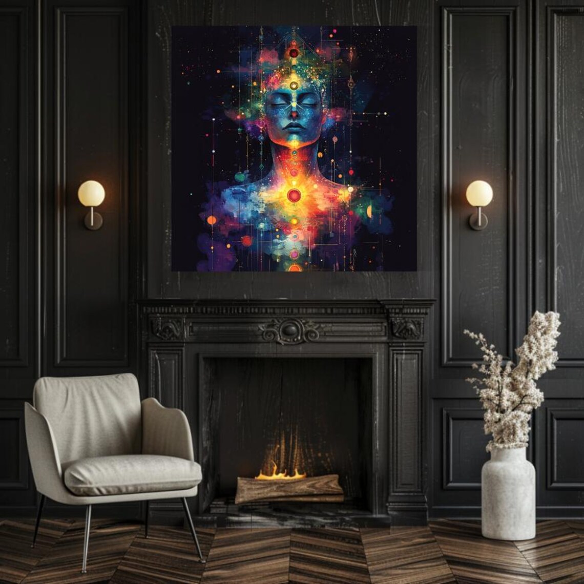 Chakra Awakening Cosmic Meditation Figure Vibrant Energy Poster - Image 2