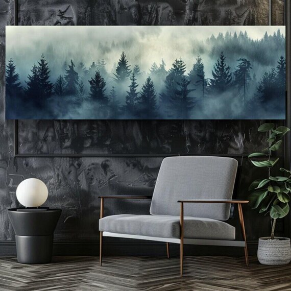 Ethereal Foggy Forest Mystical Magical Home Decor Celestial Foggy Landscape Decor Magical Misty Forest Horizontal Wall Art