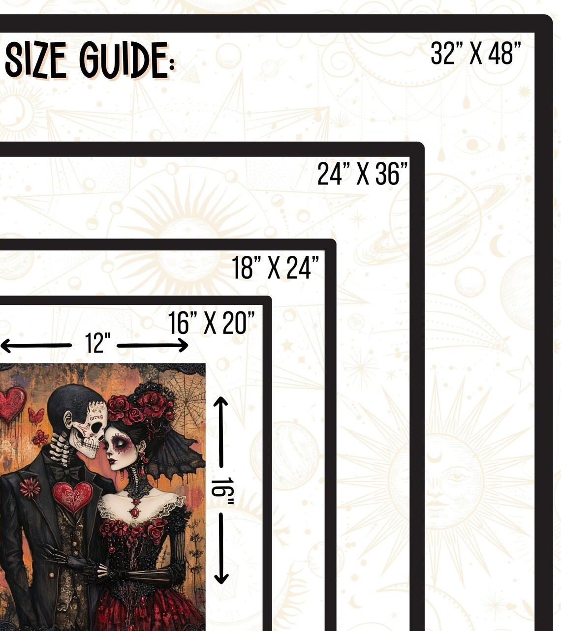 Day Of The Dead Skeleton Couple Gothic Valentine Romance Poster - Image 2