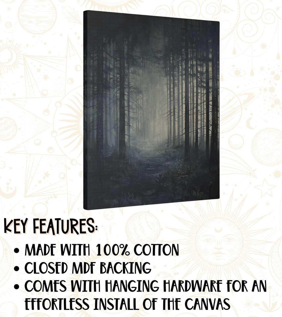 Dark Forest Art Moody Wall Art Cabin Decor Rustic Dark Academia Art Forest Painting Misty Forest Art Rustic Farmhouse - Image 2