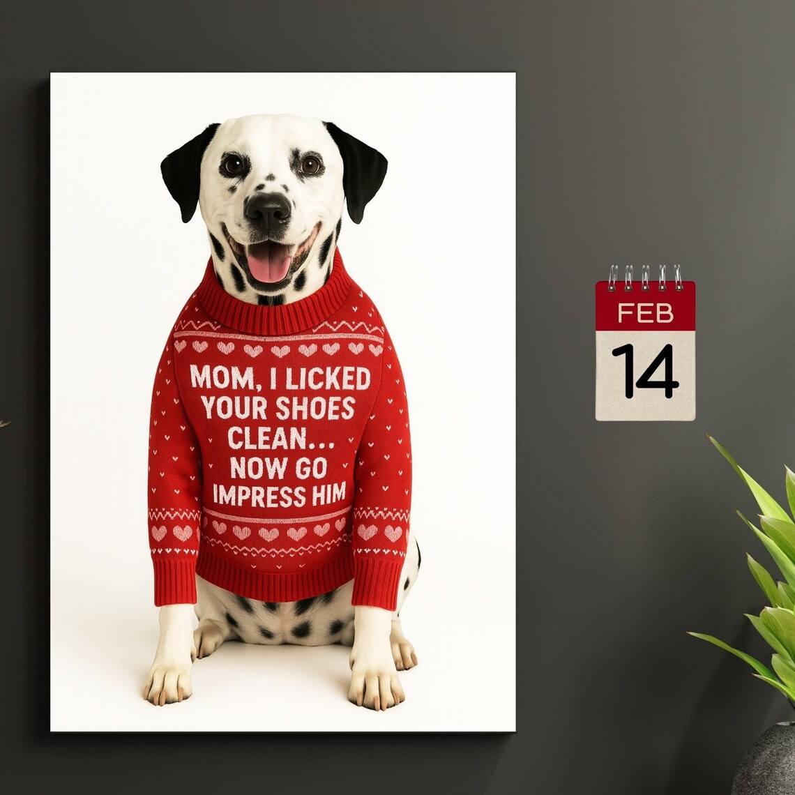 Dalmatian Valentine Art Print, Dog Lover Gift