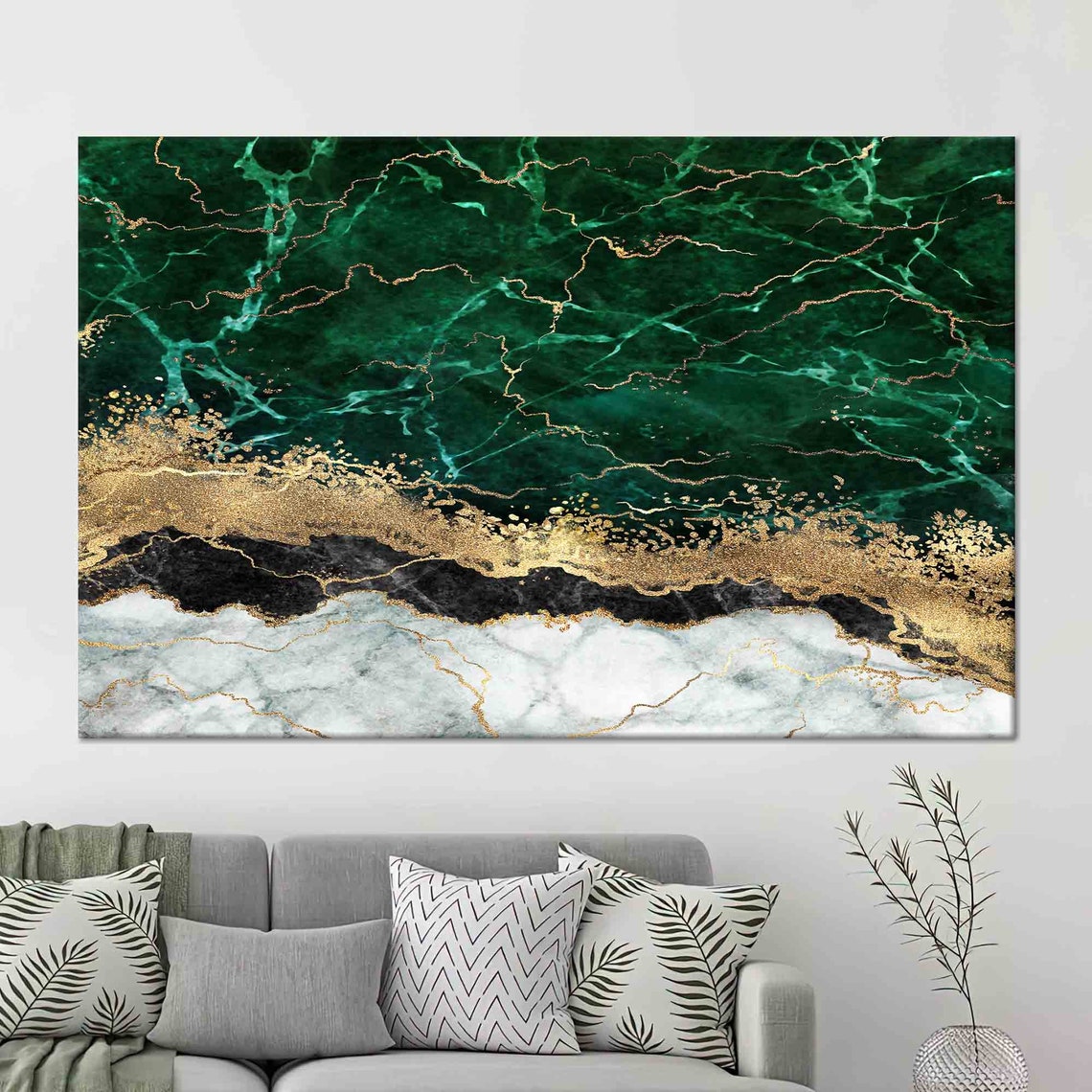 Green Gold and Black Marble Layers Abstract Modern Decor Poster