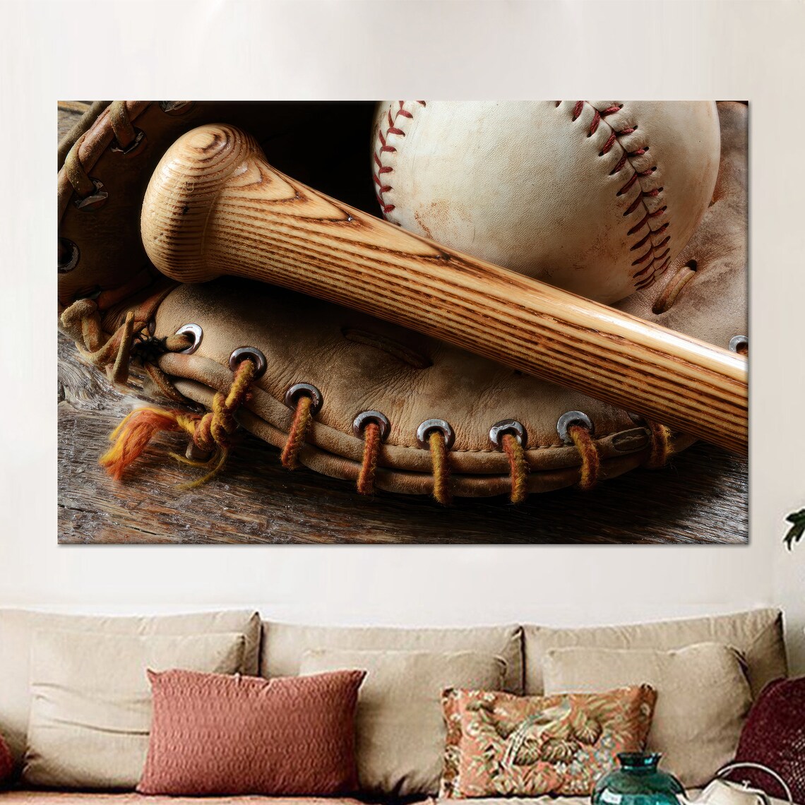 Baseball Modern Wall Art Print, Boy's Room Decor
