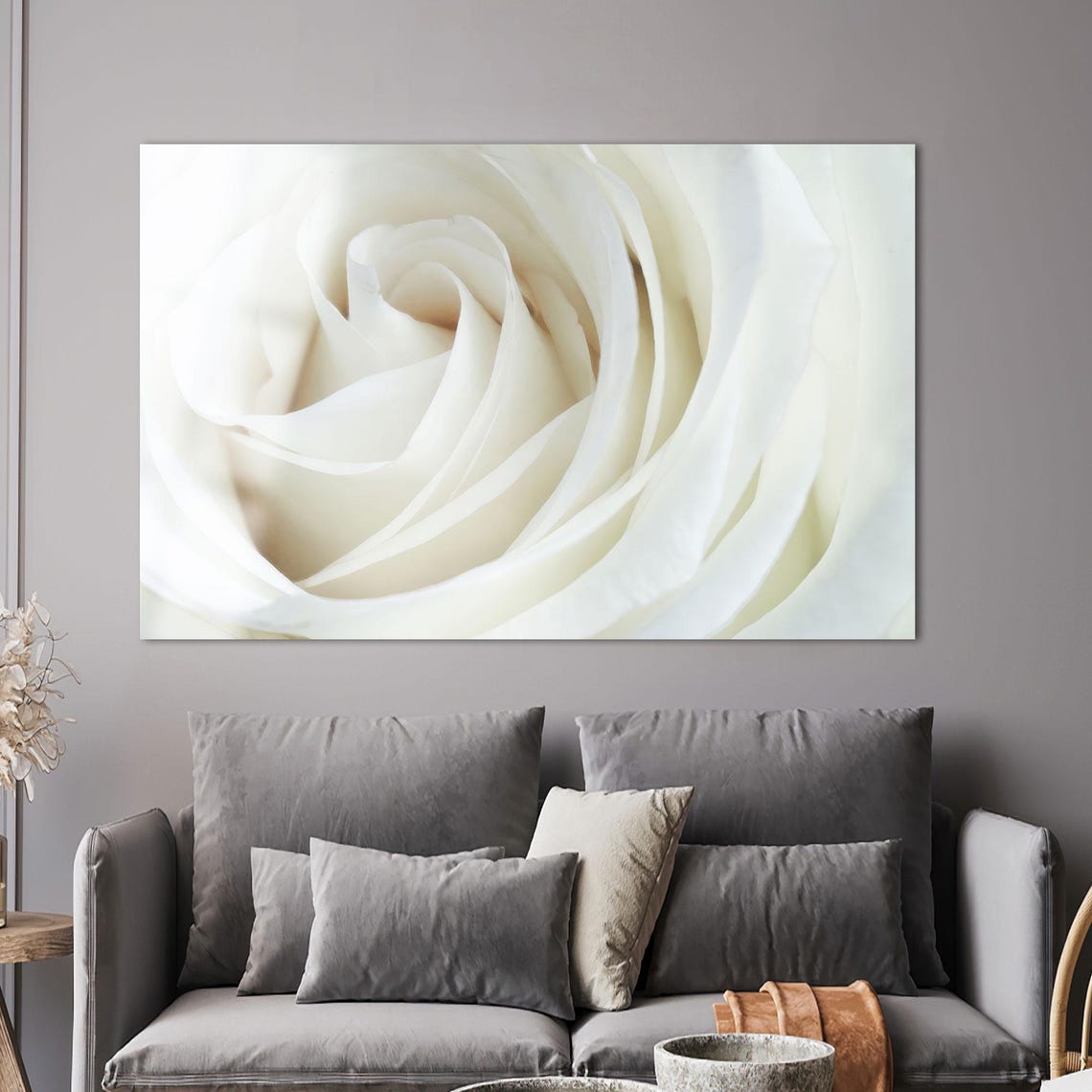 White Rose Macro Close Up With Soft Cream Petals Floral Poster - Image 2