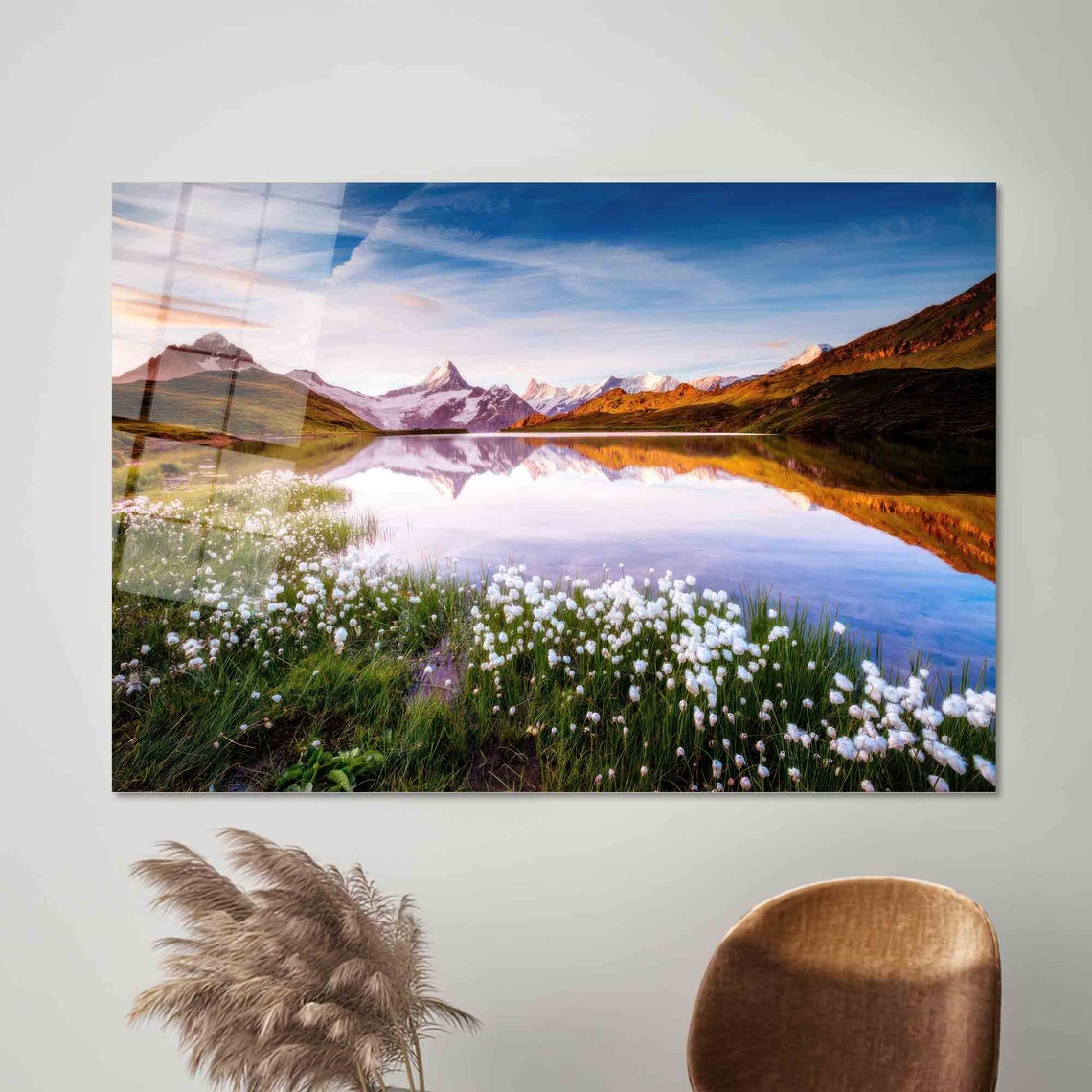 Bachalpsee Lake Wall Art Nature Landscape Art Lake Wall Art Modern Tempered Glass Landscape Wallpaper Poster Wall Art - Image 2