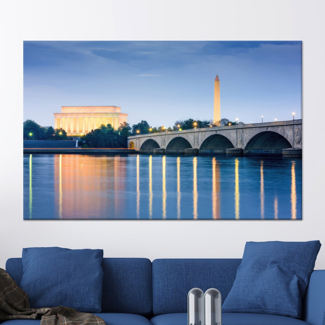 Washington DC Monuments Dusk River Reflection Skyline Poster