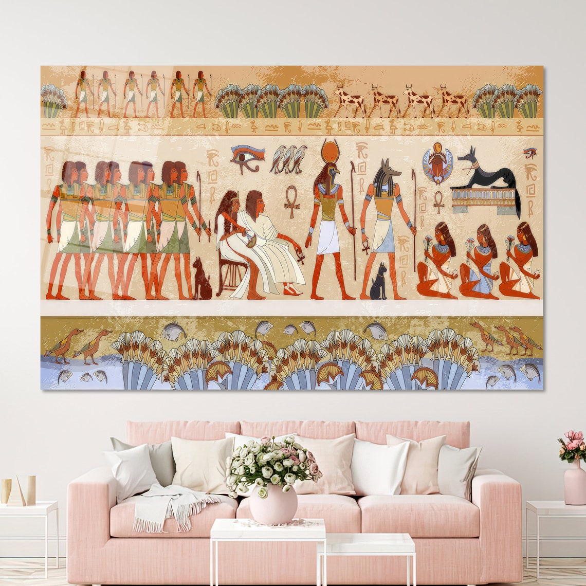 Ancient Egyptian Hieroglyphs Colorful Pharaoh Art Papyrus Style Poster - Image 2