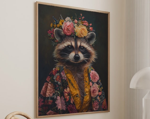 Raccoon Maximalist Eclectic Animal Portrait Art Print