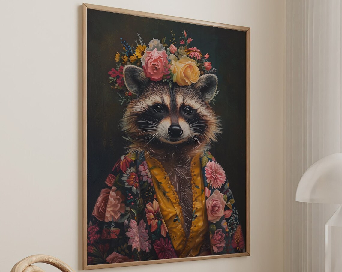 Raccoon Maximalist Eclectic Animal Portrait Art Print