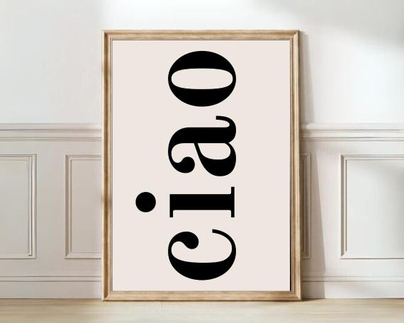 Ciao Print Welcome Poster Wall Art Bold Typography Italian Wall Art Nordic Style Decor Neutral Beige Entrance Best Gift Printable Wall Art