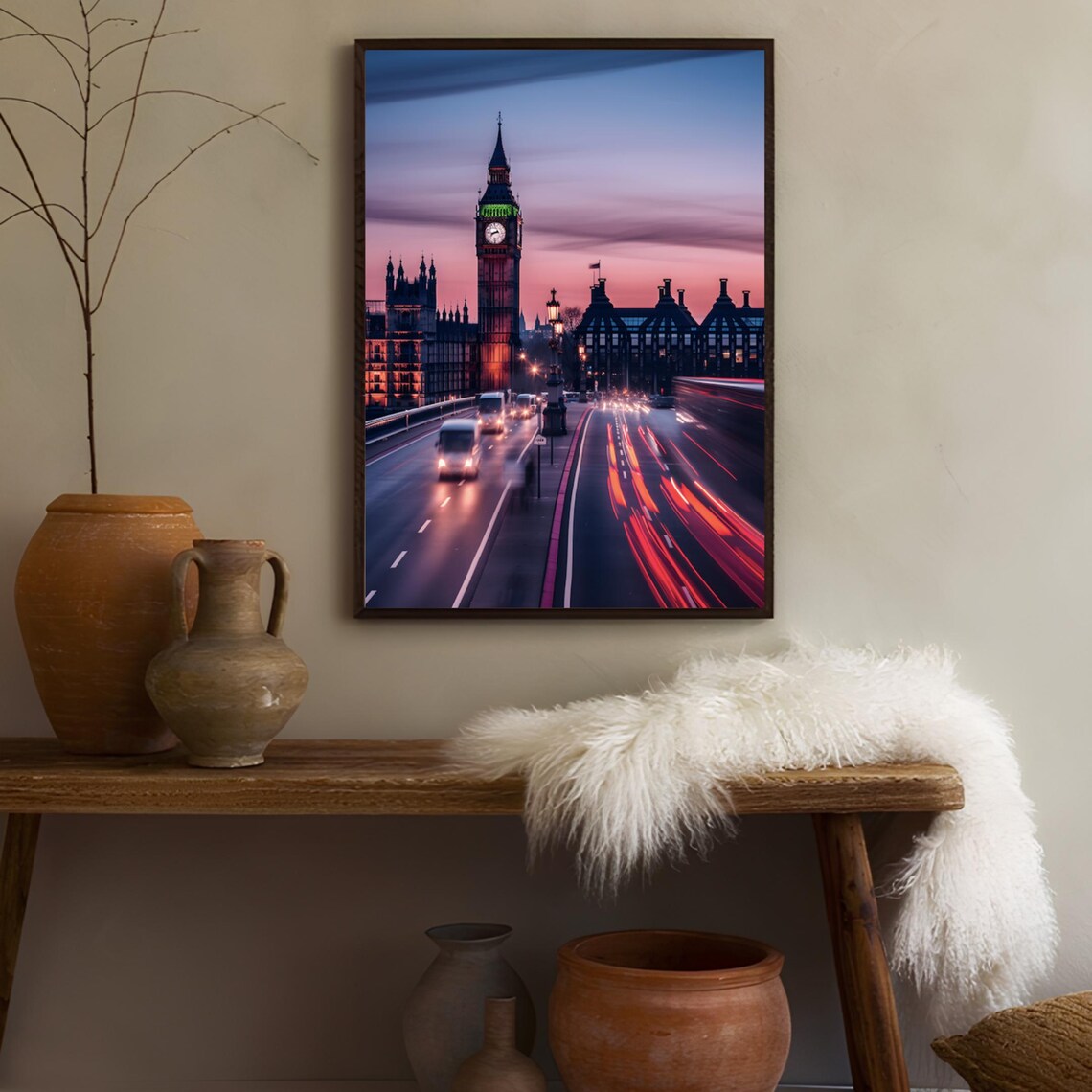 London England Poster of Big Ben and Westminster Bridge at Dusk - Image 3