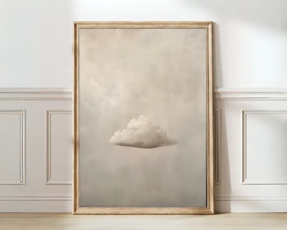 Beige Cloud Print Moody Cloud Painting Beige Wall Art Beige Sky Print Vintage Painting Muted Print Maximalist Print Renaissance Painting