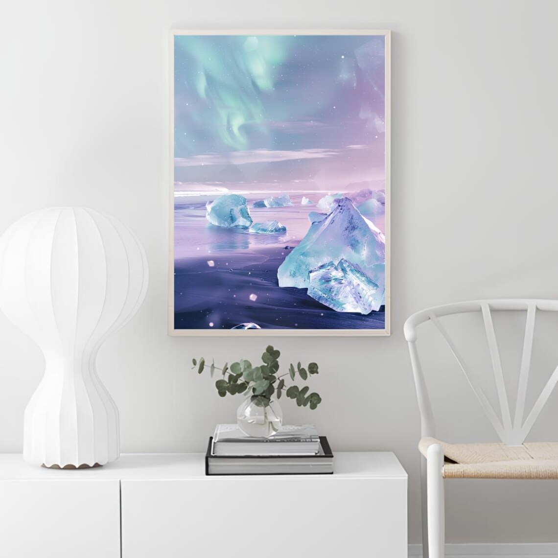 Iceland Aurora Borealis Diamond Beach Art Print - Image 3