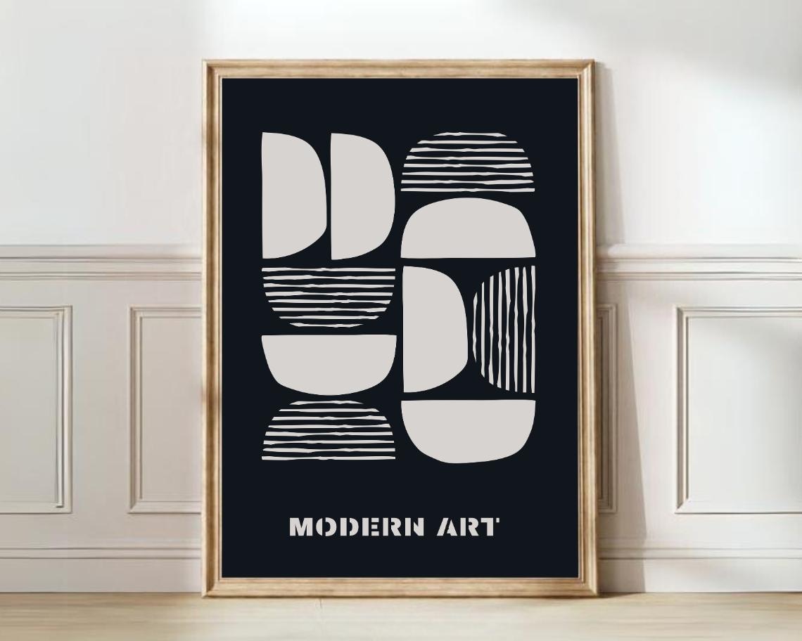 Black Bauhaus Print, Modern Abstract Poster