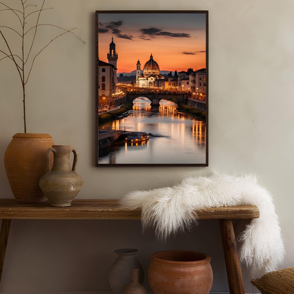 Florence Italy Travel Poster, Ponte Vecchio Print - Image 3