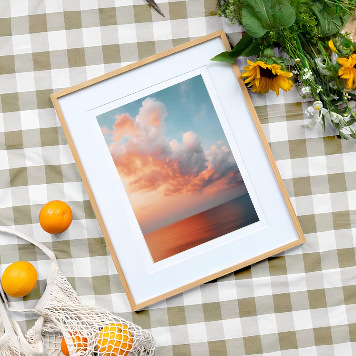 Cloud Print Poster, Moody Sunset Sea Sky - Image 3