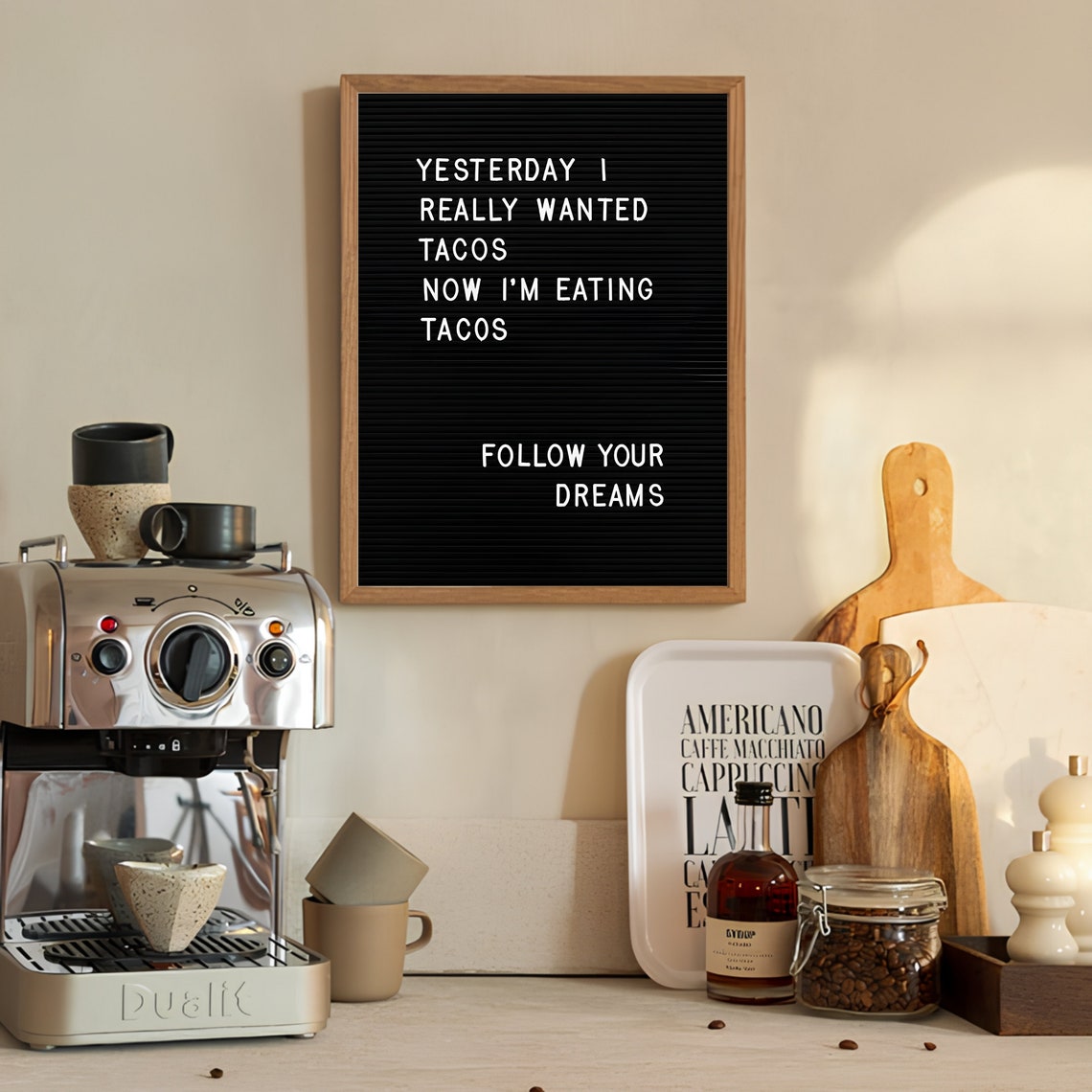 Follow Your Dreams Funny Tacos Letterboard Quote Sign Poster - Image 3