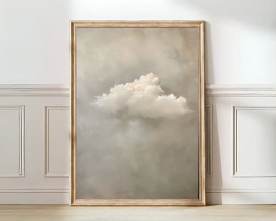 Beige Cloud Print, Minimalist Nursery Art Print