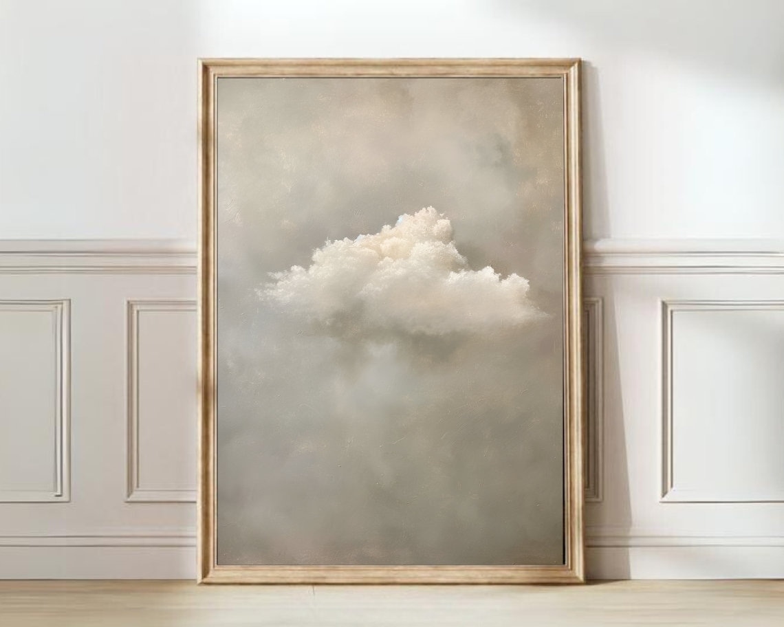 Beige Cloud Print, Minimalist Nursery Art Print