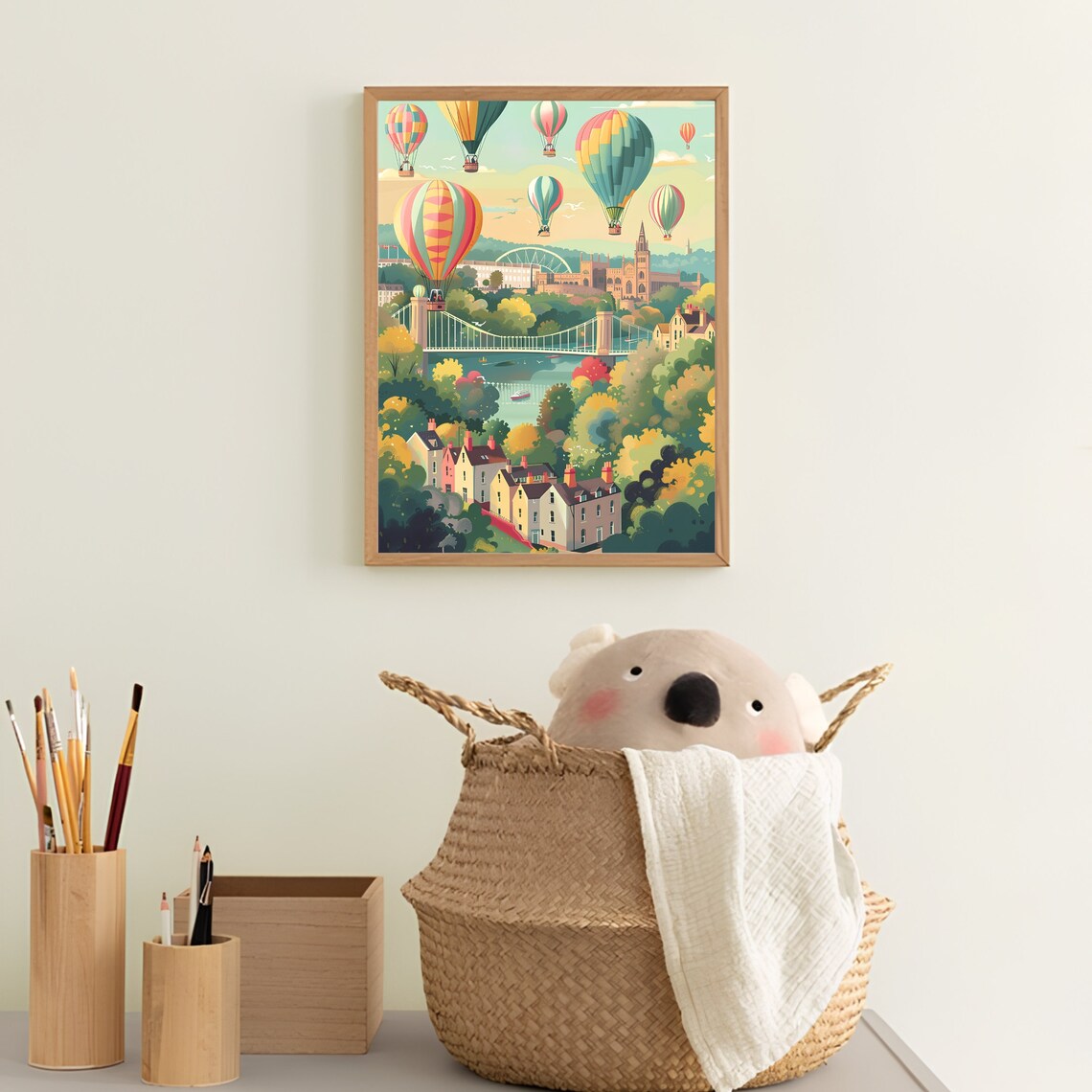 Bristol Hot Air Balloons Clifton Bridge Riverside Travel Poster - Image 2