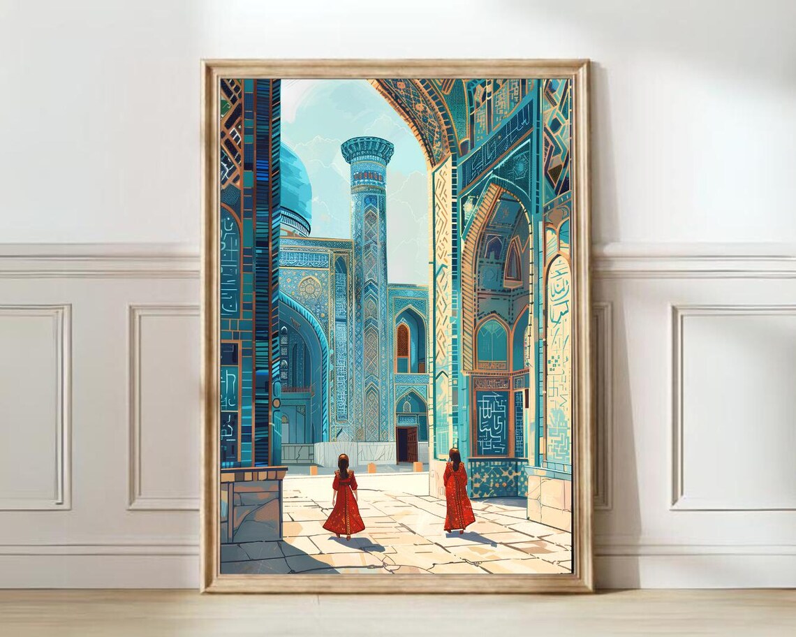 Samarkand Illustration Travel Poster, Uzbekistan