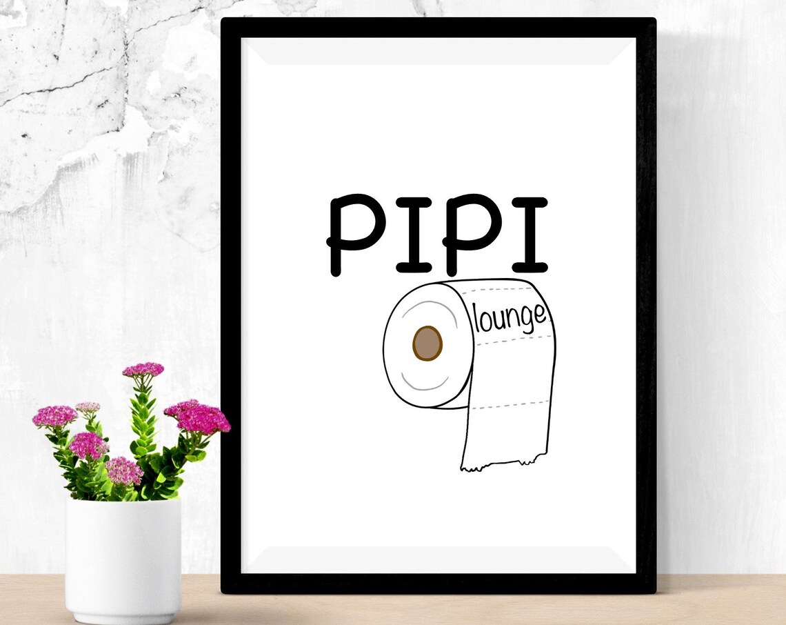 Pipi Lounge Funny Toilet Paper Roll Bathroom Humor Typography Poster - Image 2