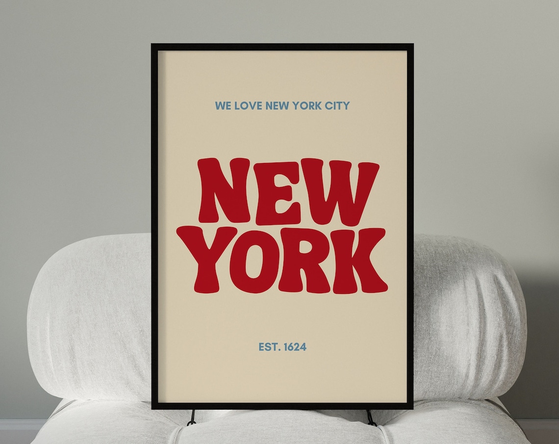 New York Typography Art Print, NYC City Poster