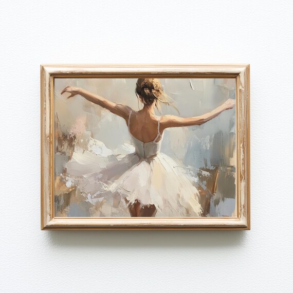 Vintage Ballerina Painting, Coquette Balletcore Art Print
