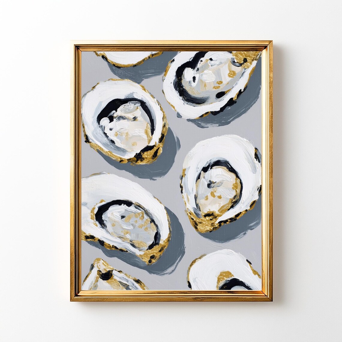 Oyster Still Life, Coastal Kitchen Decor Art Print