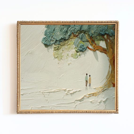 Minimalist Tree Of Love Art Print Textured Nature Painting