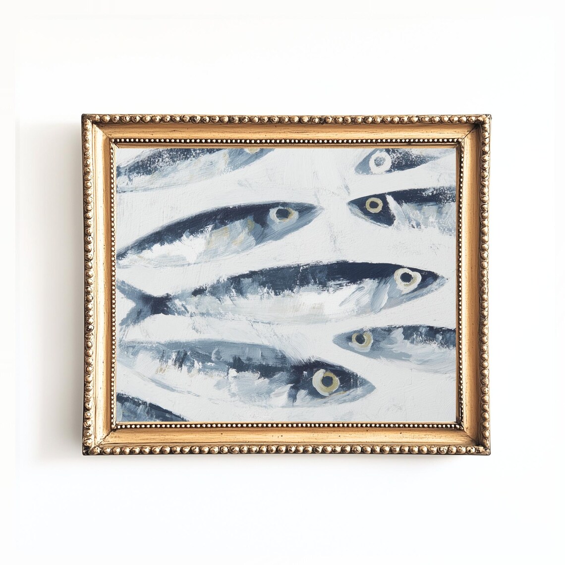 Nautical Sardines Art Print, School Of Fish