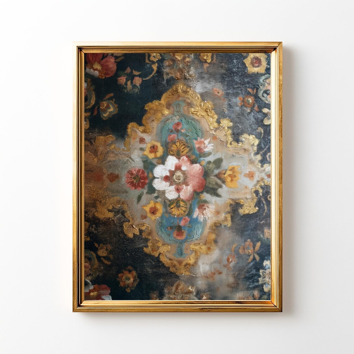 Moody Baroque Floral Dark Botanical Rich Oil Painting Art Poster