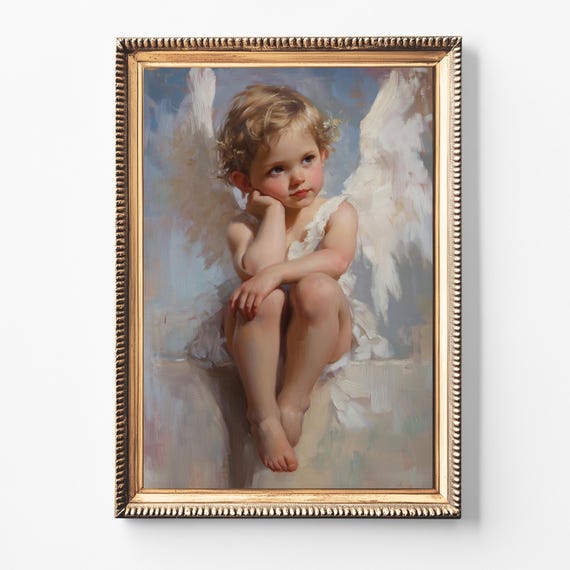 Vintage Cherub Angel Art Coquette Nursery Decor