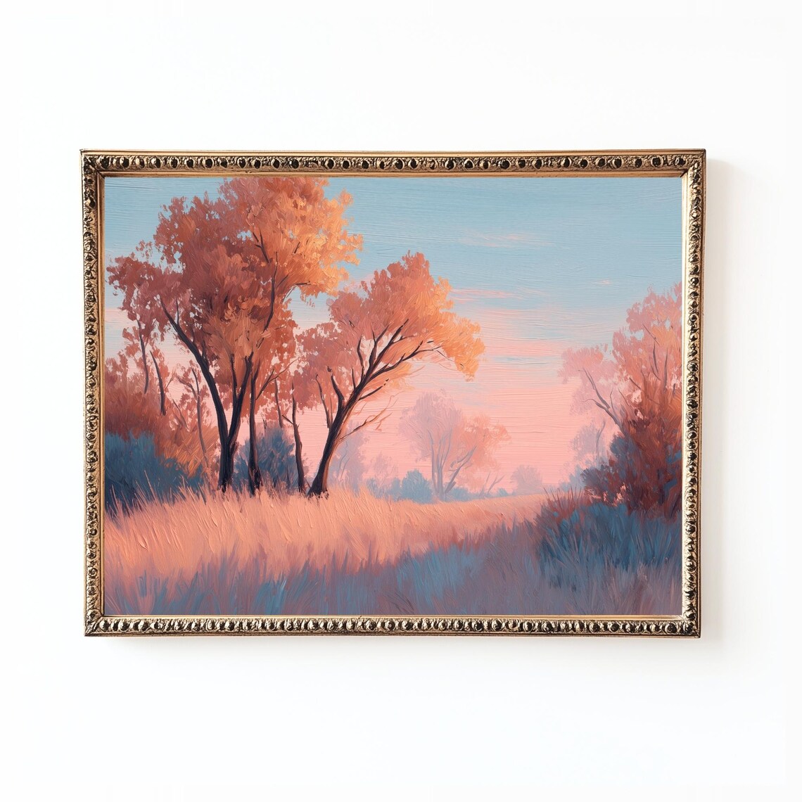 Autumn Sunset Meadow - Rustic Farmhouse Landscape Print