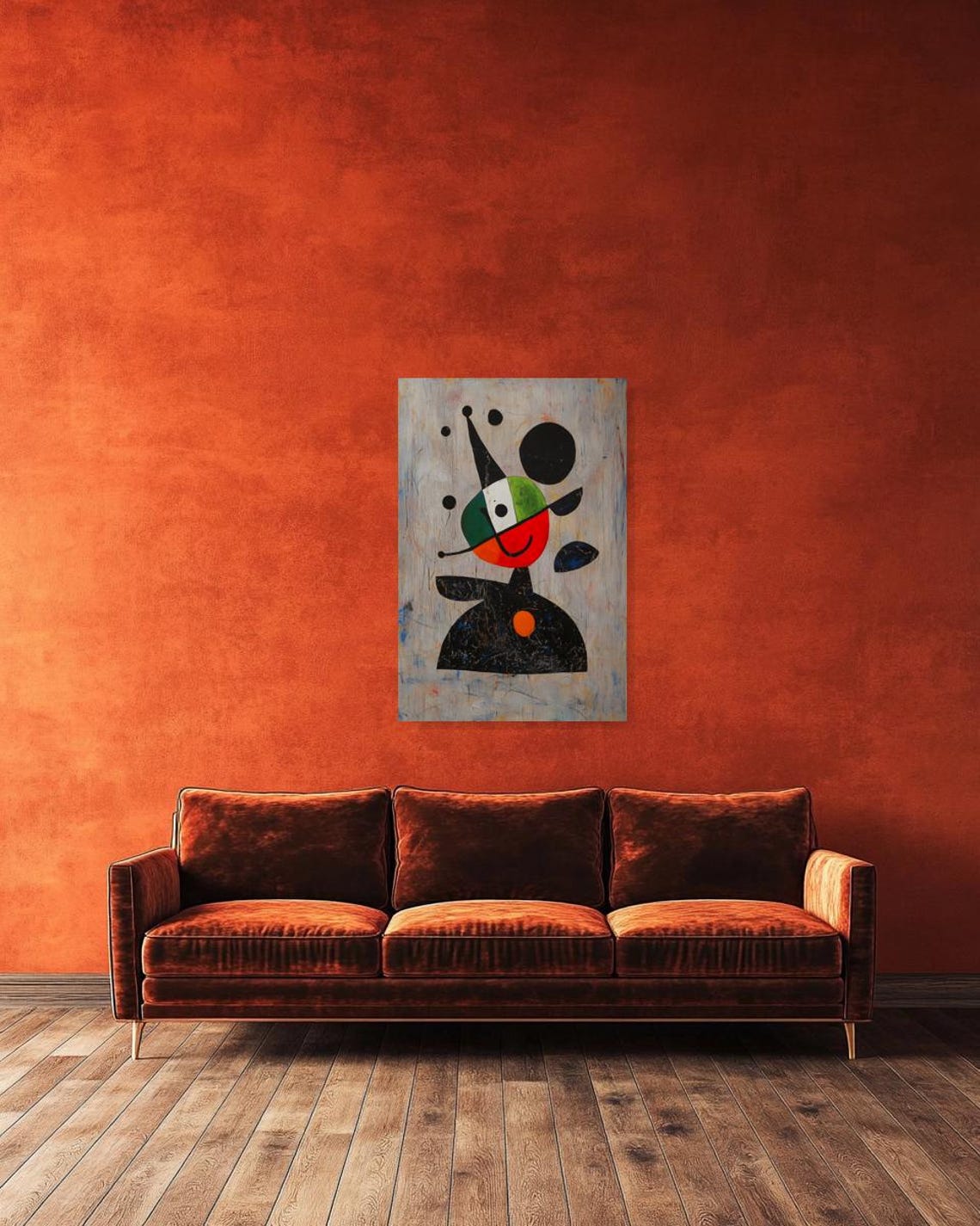 Playful Miró Style Abstract Clown Figure in Bright Color Poster - Image 2